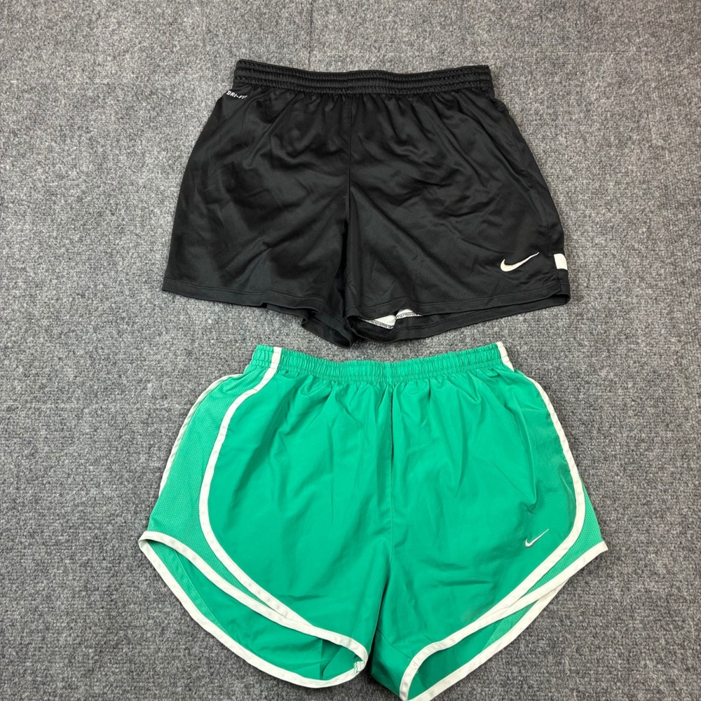 Lot of 2 Nike Dri-FIT Shorts Mens Womens Small Black Soccer Green Tempo Running